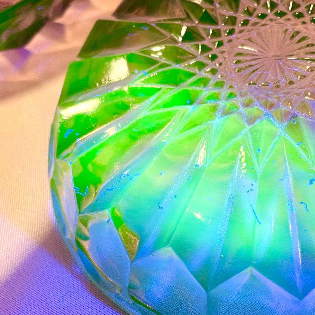 【美品】ウランガラス 丸皿 デザート アンティーク アールデコ 5枚セット