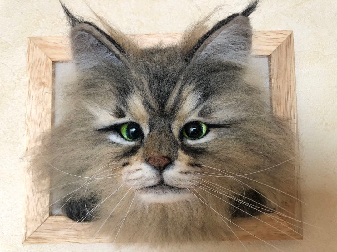 羊毛フェルト ぬいぐるみ 置物 ペット 猫 肖像画 プレゼント 記念 メモリアル