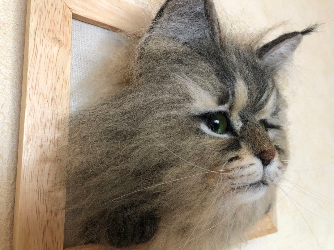 羊毛フェルト ぬいぐるみ 置物 ペット 猫 肖像画 プレゼント 記念 メモリアル