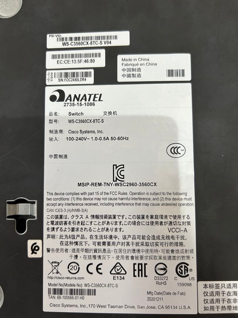 専用出品【CCNA、CCNP】 Cisco Catalyst3560-CX