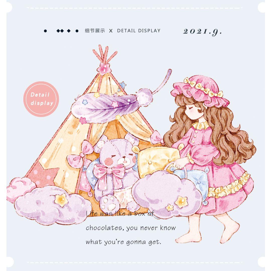 J298＃梦游少女(PET)MOODTAPE切り売り海外人物マステ女の子