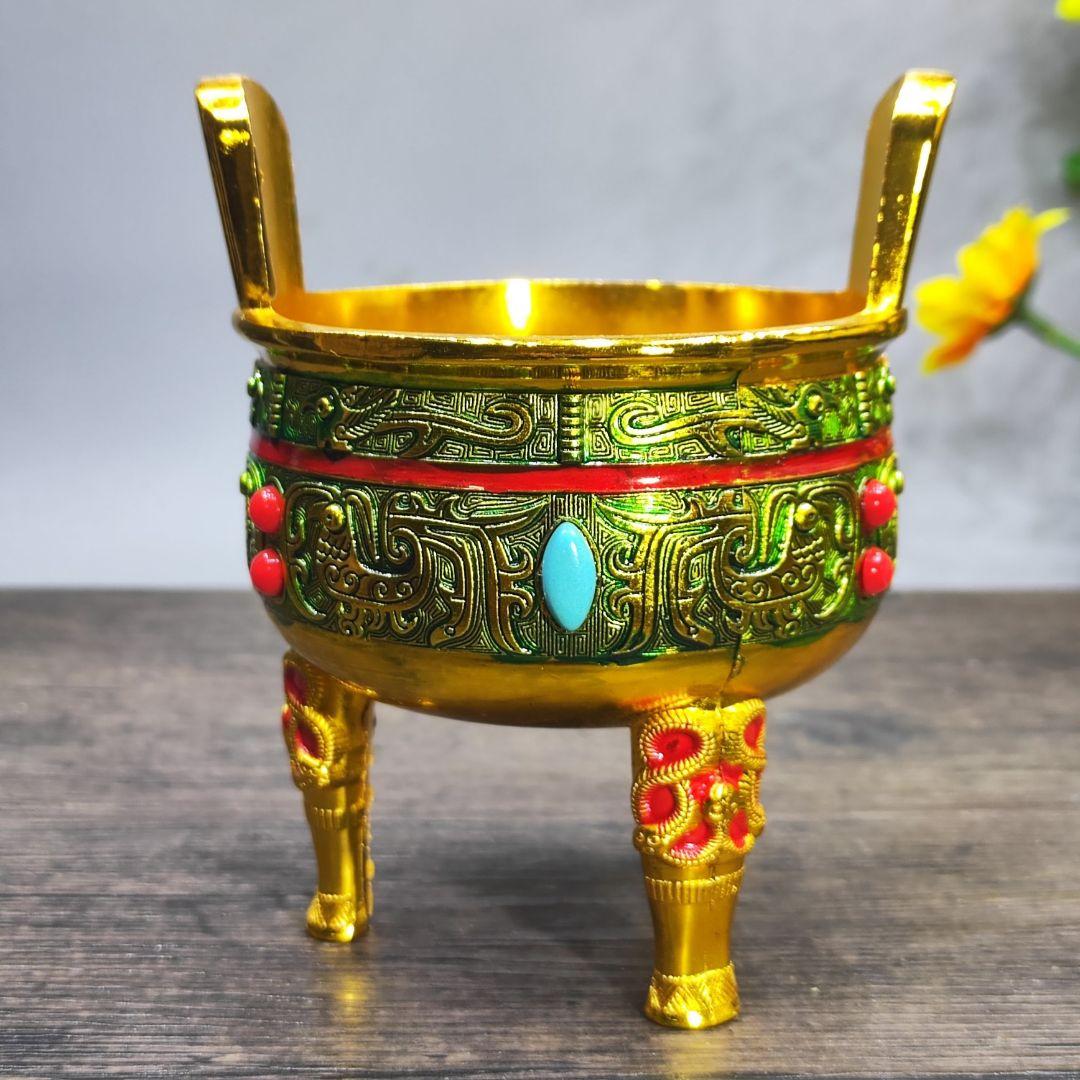 銅器 銅鼎 景泰藍三足鼎 香炉 挿し香炉 香道具 装飾品 工芸品 置物