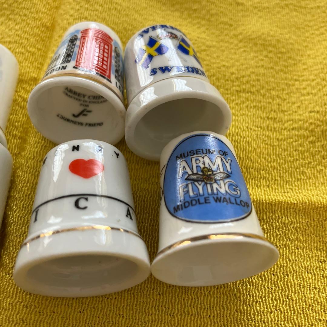 アンティーク シンブル9個とケース　指ぬき　陶器　飾り