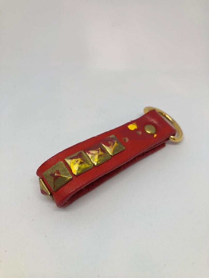 F-6. ブサカワ犬 本革レザーケースキーホルダー｜一点物 DOGチャーム