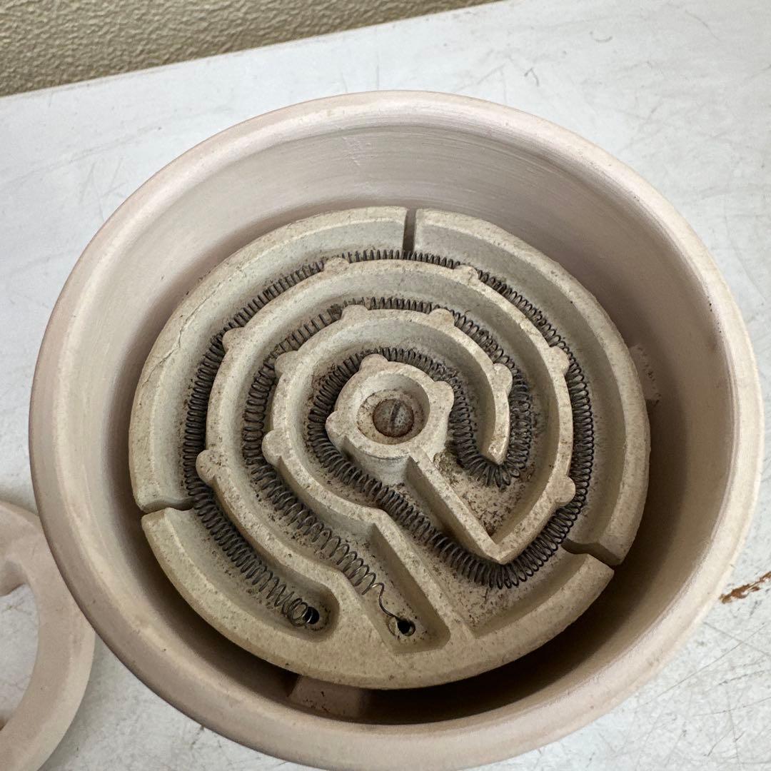 【通電確認済み】白泥 涼炉 京焼 煎茶道具 茶炉 風炉 陶印