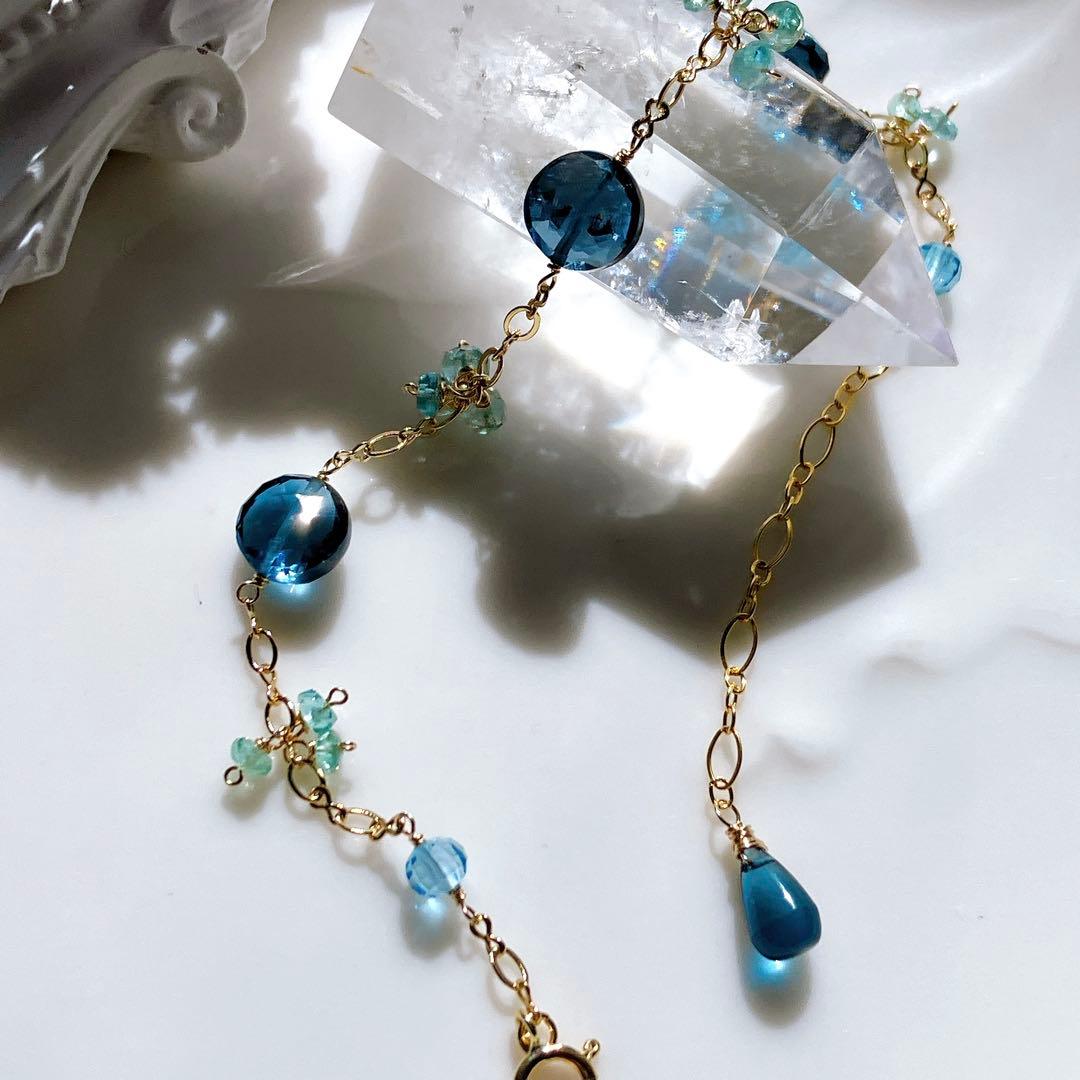 ロンドンブルートパーズ×ザンビアエメラルドブレスレット✧スイスブルートパーズ