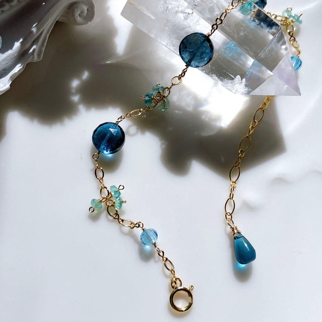 ロンドンブルートパーズ×ザンビアエメラルドブレスレット✧スイスブルートパーズ