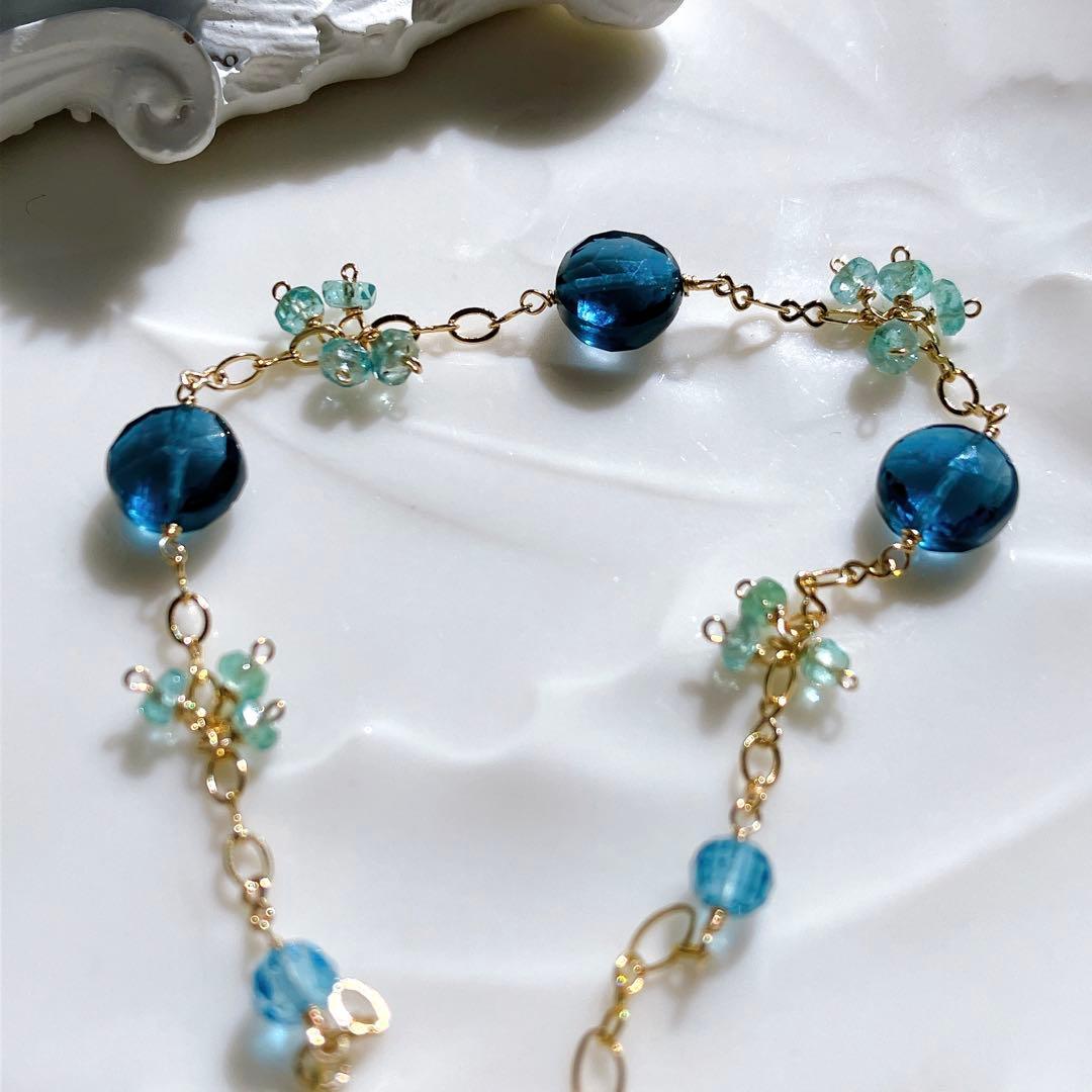 ロンドンブルートパーズ×ザンビアエメラルドブレスレット✧スイスブルートパーズ