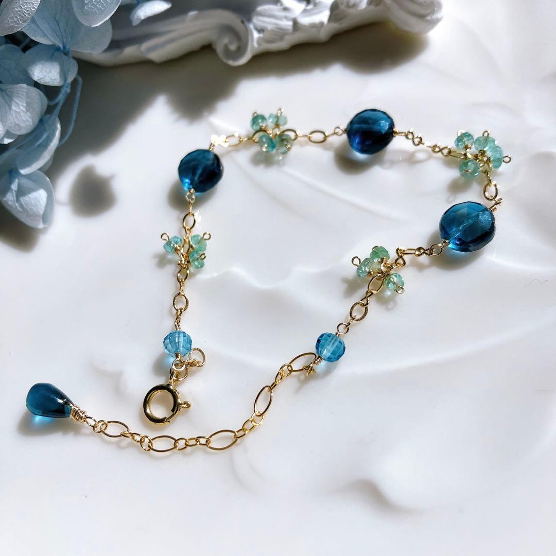 ロンドンブルートパーズ×ザンビアエメラルドブレスレット✧スイスブルートパーズ