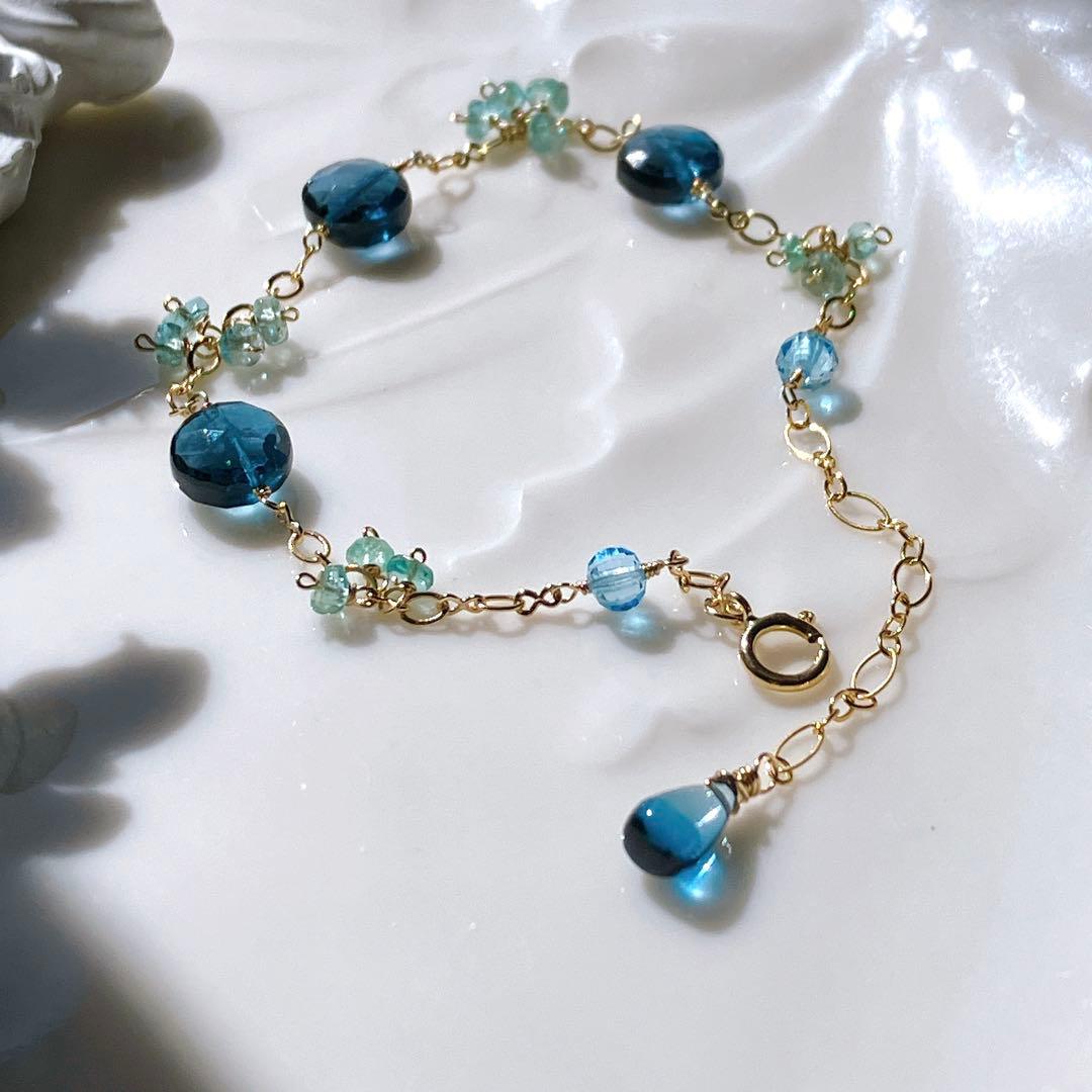 ロンドンブルートパーズ×ザンビアエメラルドブレスレット✧スイスブルートパーズ