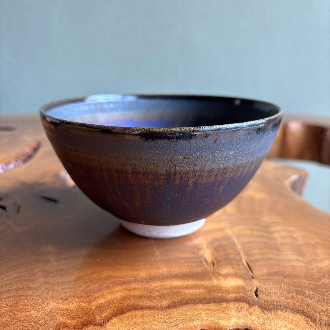 筑紫安野焼 窯変茶碗 共箱 抹茶碗 茶道具 (13y)