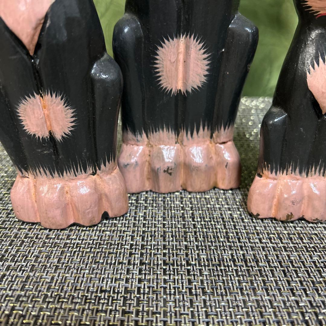バリ猫　Balinese Folk Art Cat Sculpture Set
