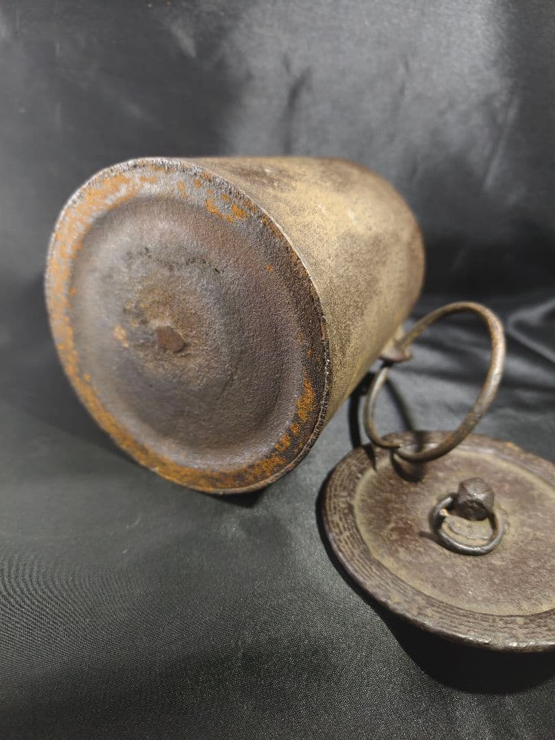 茶道具 雲龍釜 釜環付 南部鉄器 無銘 時代物 骨董 旧家蔵出し美品 古美術