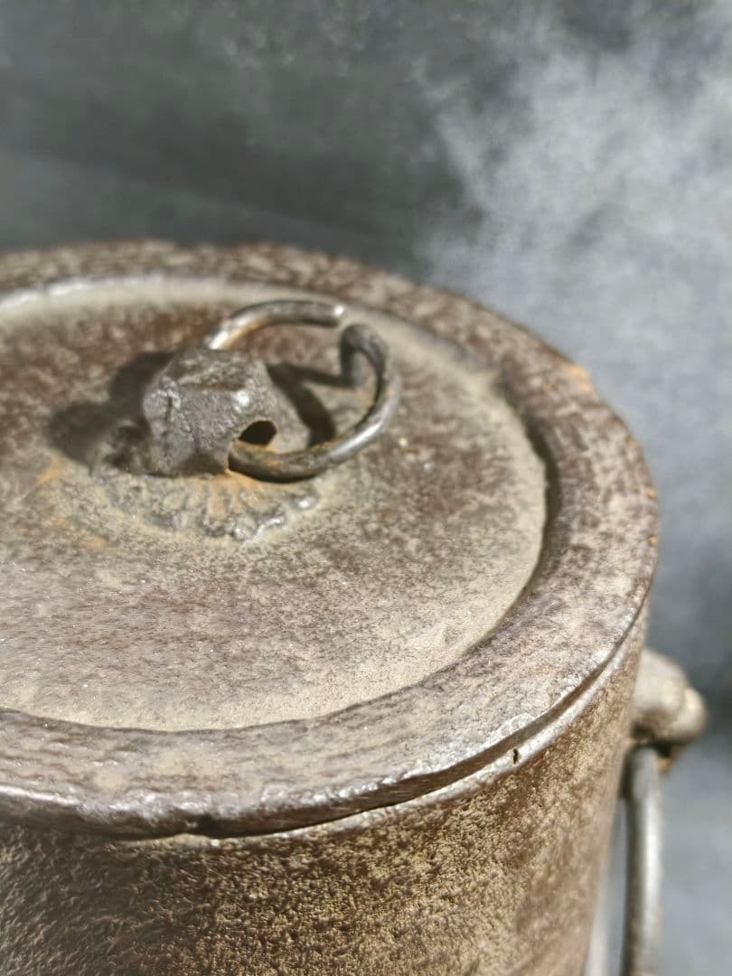 茶道具 雲龍釜 釜環付 南部鉄器 無銘 時代物 骨董 旧家蔵出し美品 古美術