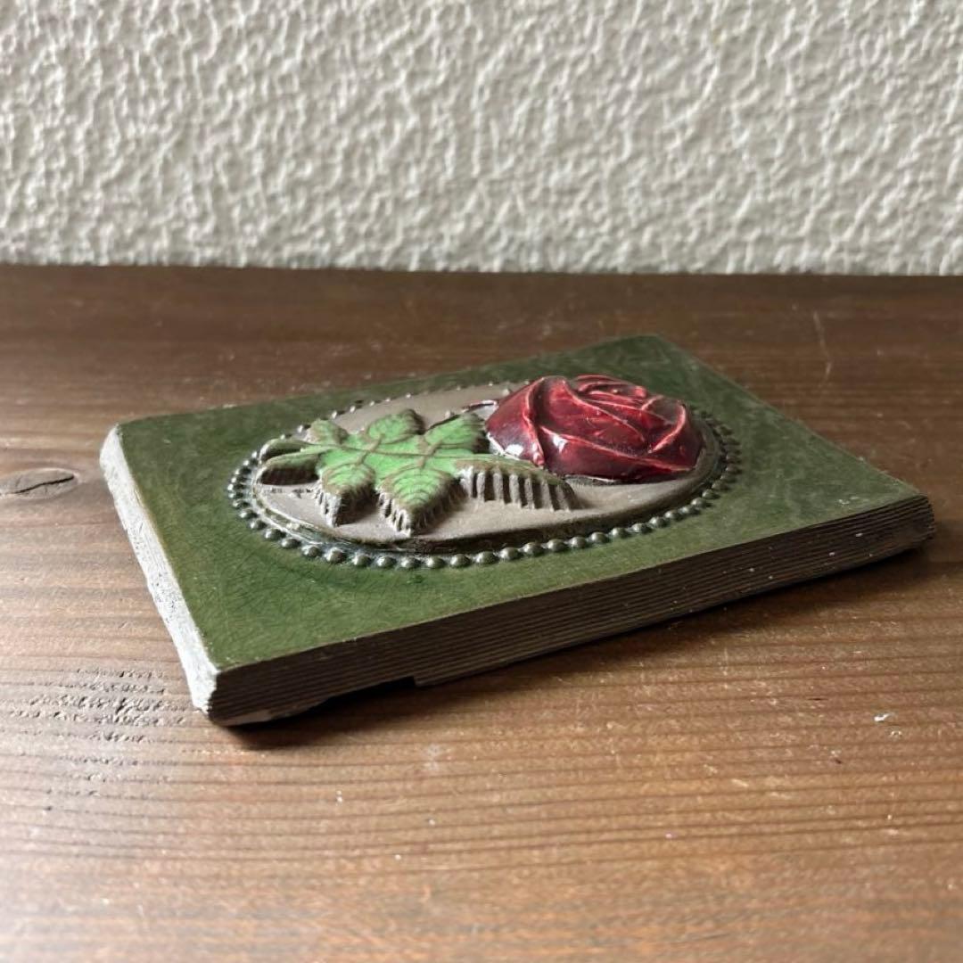 北欧ヴィンテージ雑貨 Jie バラ陶器 ローズ 薔薇 陶板 ウォールデコ