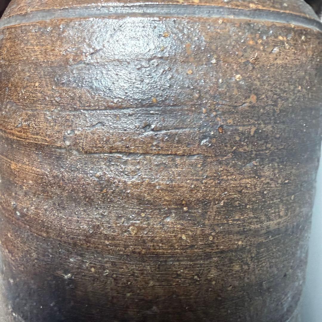 備前焼　耳付花器　箱　銘あり　高さ23.5cm　茶室　茶道具