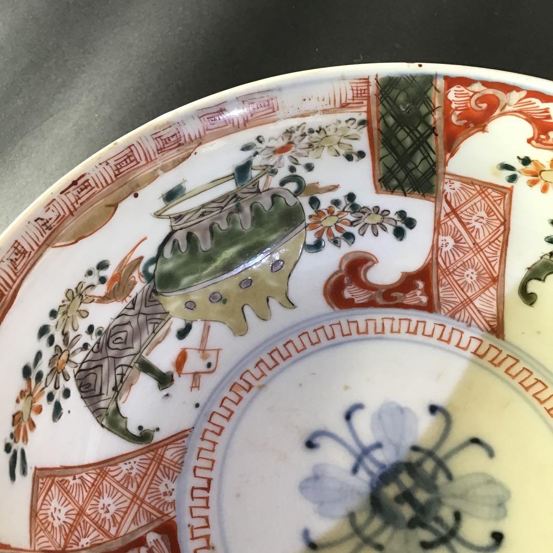 古伊万里　三ツ鉢　「寿　唐人」図　　　江戸期