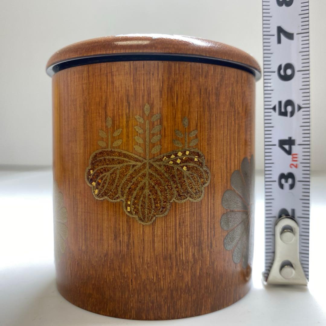 ☆茶3 竹器師　黒田宗博　竹蒔絵　茶器　棗　共箱　高さ7㎝　東S8-0316①