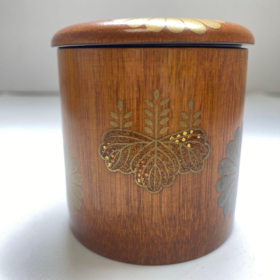 ☆茶3 竹器師　黒田宗博　竹蒔絵　茶器　棗　共箱　高さ7㎝　東S8-0316①
