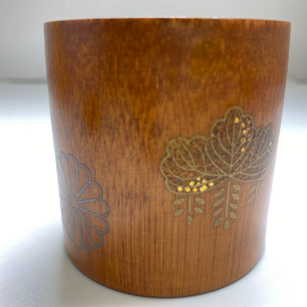 ☆茶3 竹器師　黒田宗博　竹蒔絵　茶器　棗　共箱　高さ7㎝　東S8-0316①