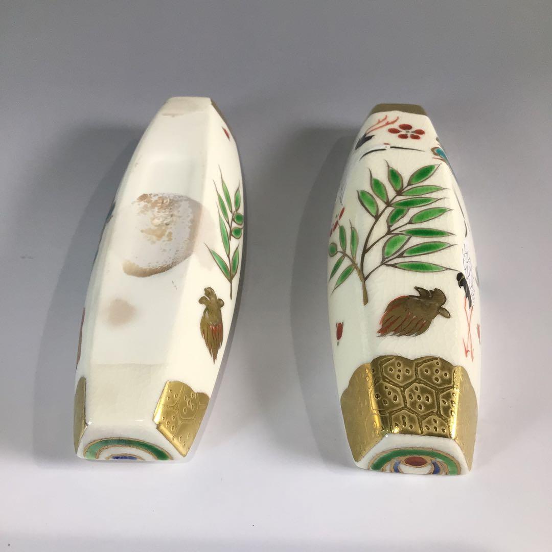 Ｐ５１１　香合　『橋本紫雲造』『金彩松竹梅鶴亀文』『ぶりぶり香合』　共箱　茶道具