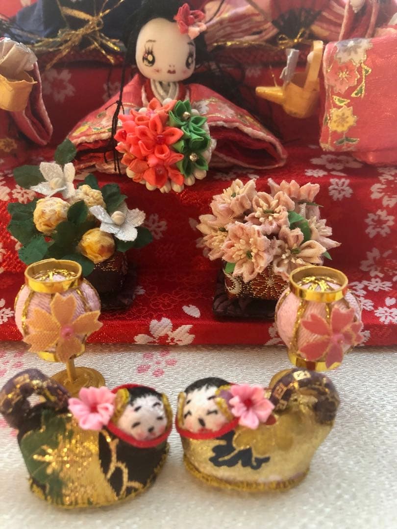 ♡ひな祭り 三段飾り 大人のひな祭り 雛人形 雛飾り 古今雛 犬筥♡ち手作り♡