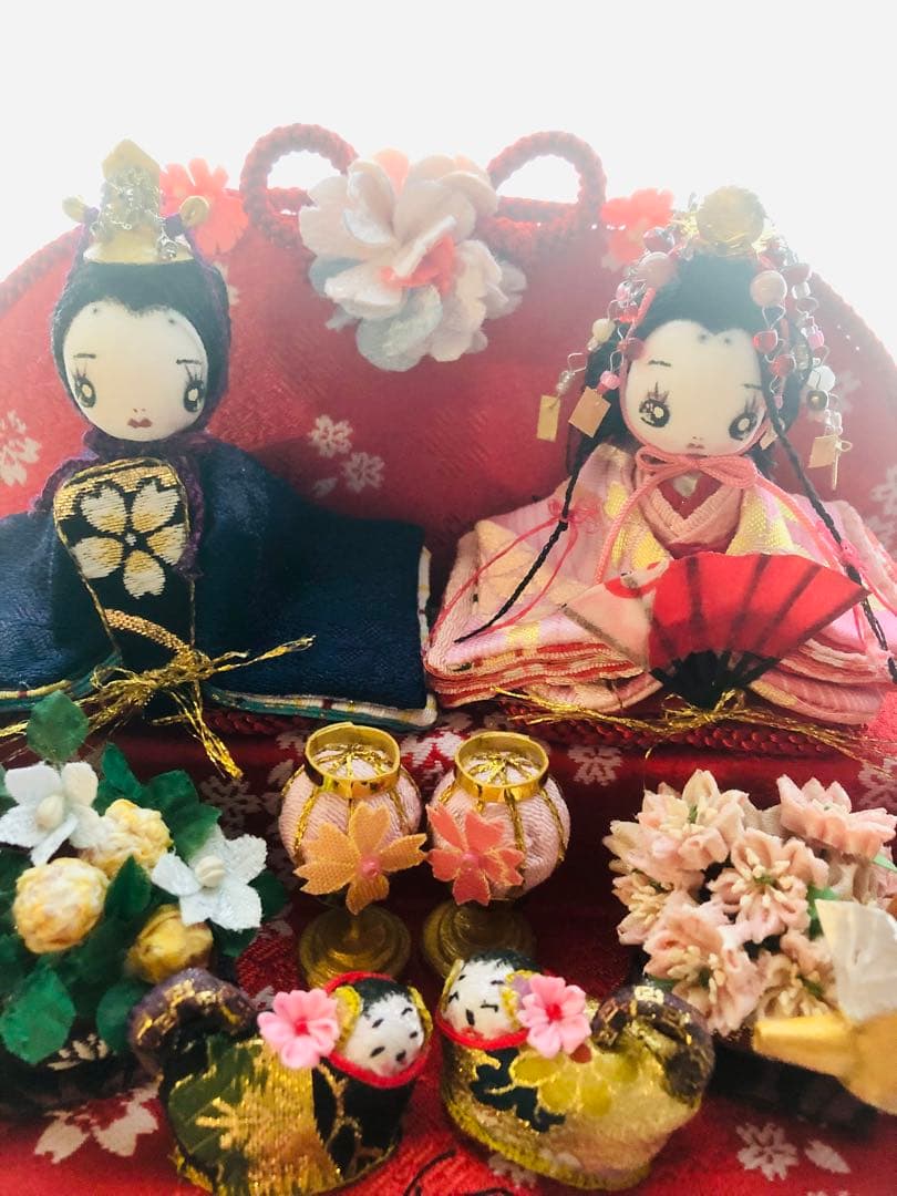 ♡ひな祭り 三段飾り 大人のひな祭り 雛人形 雛飾り 古今雛 犬筥♡ち手作り♡