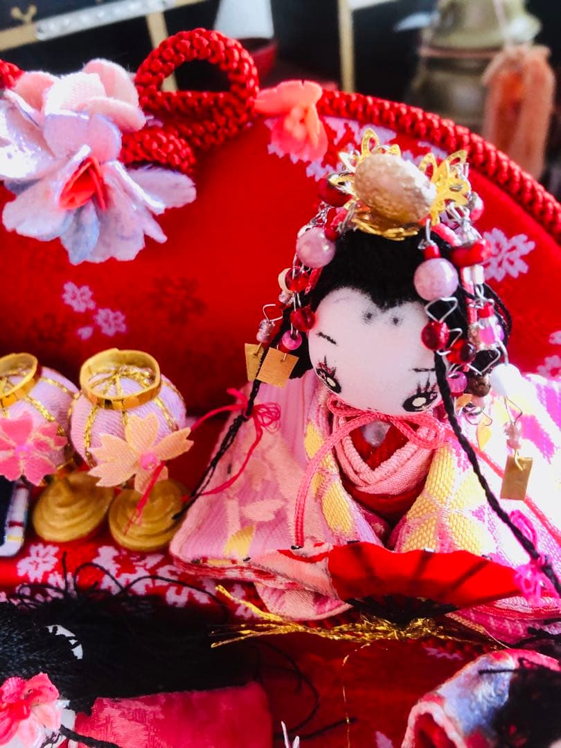 ♡ひな祭り 三段飾り 大人のひな祭り 雛人形 雛飾り 古今雛 犬筥♡ち手作り♡