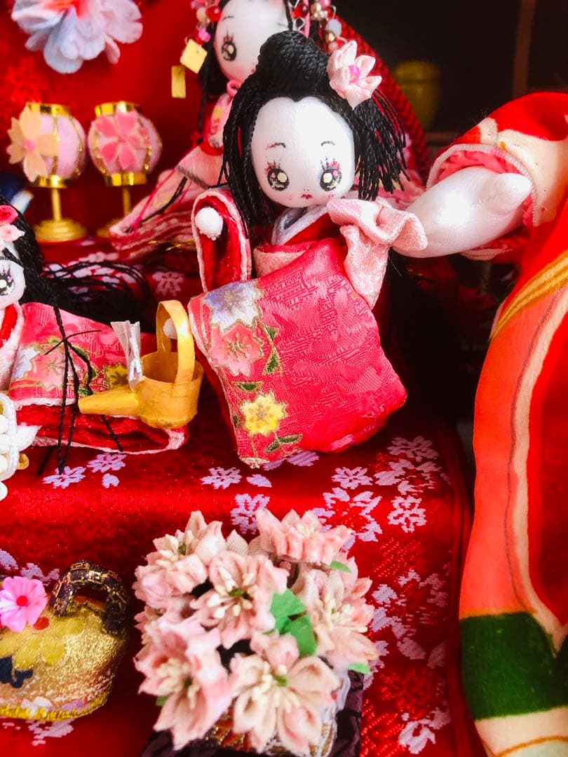 ♡ひな祭り 三段飾り 大人のひな祭り 雛人形 雛飾り 古今雛 犬筥♡ち手作り♡