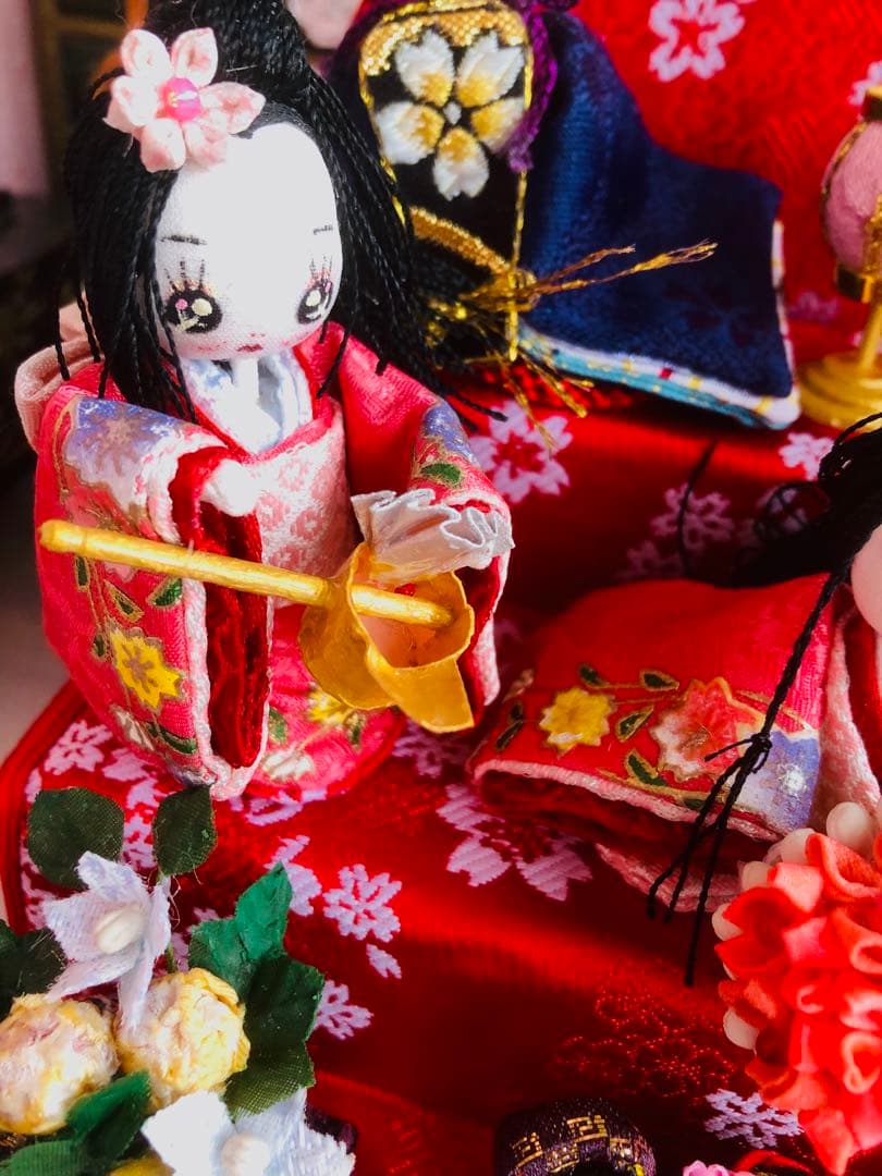 ♡ひな祭り 三段飾り 大人のひな祭り 雛人形 雛飾り 古今雛 犬筥♡ち手作り♡