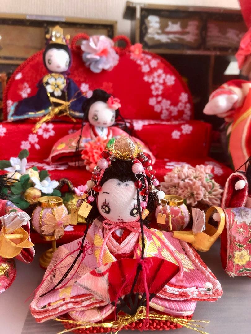 ♡ひな祭り 三段飾り 大人のひな祭り 雛人形 雛飾り 古今雛 犬筥♡ち手作り♡