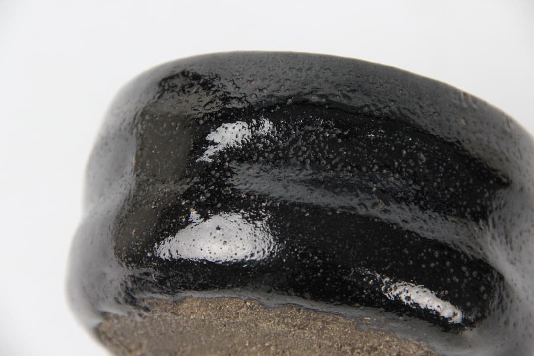 黒楽茶碗 楽焼 落款あり　抹茶茶碗 茶道具 陶器 時代物 FA01-04