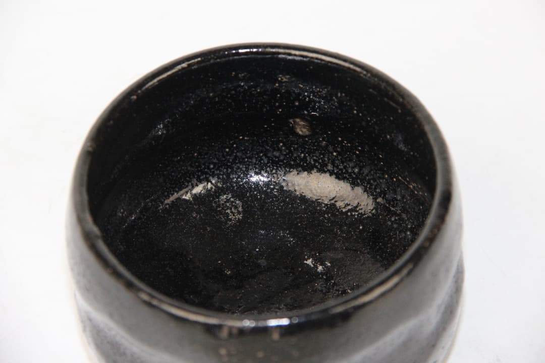 黒楽茶碗 楽焼 落款あり　抹茶茶碗 茶道具 陶器 時代物 FA01-04