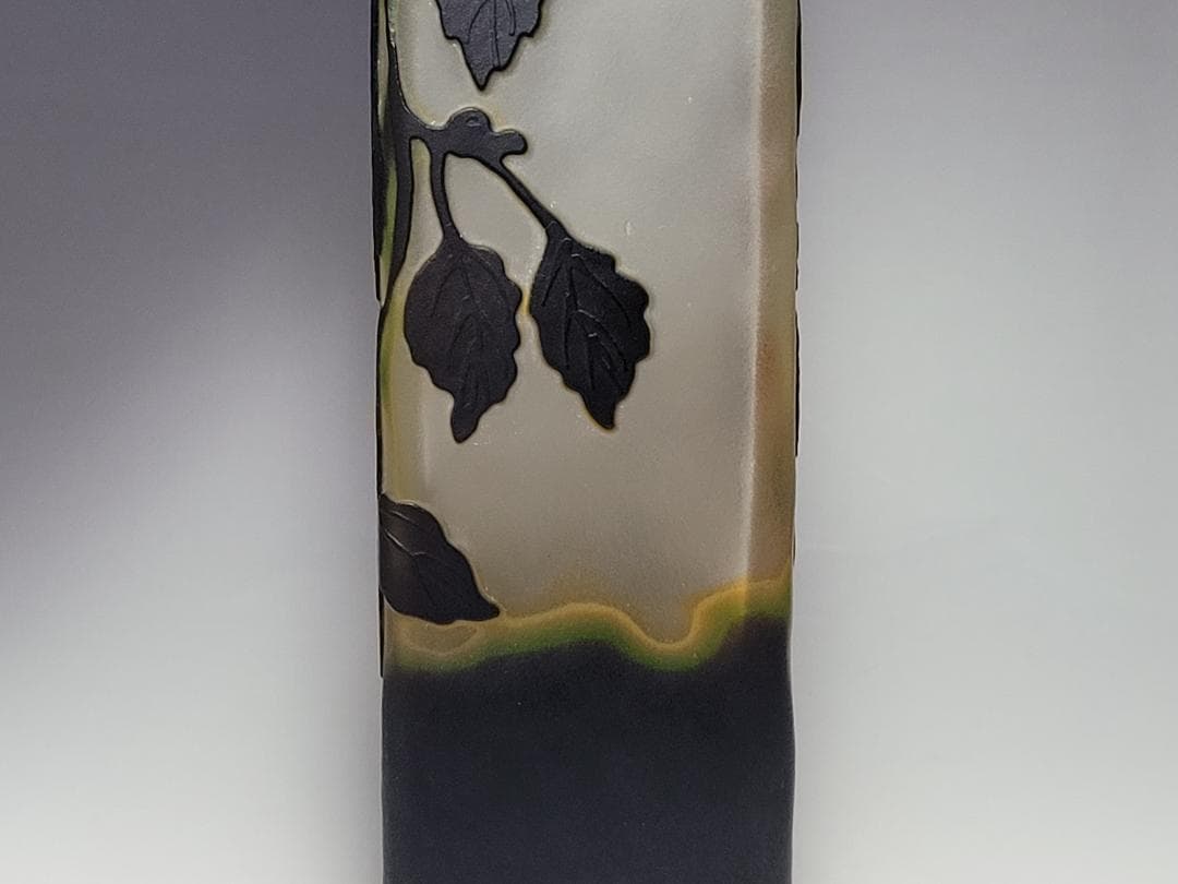 エミール・ガレ Emile Galle ガラス 藤文 花瓶 高さ約25.6cm