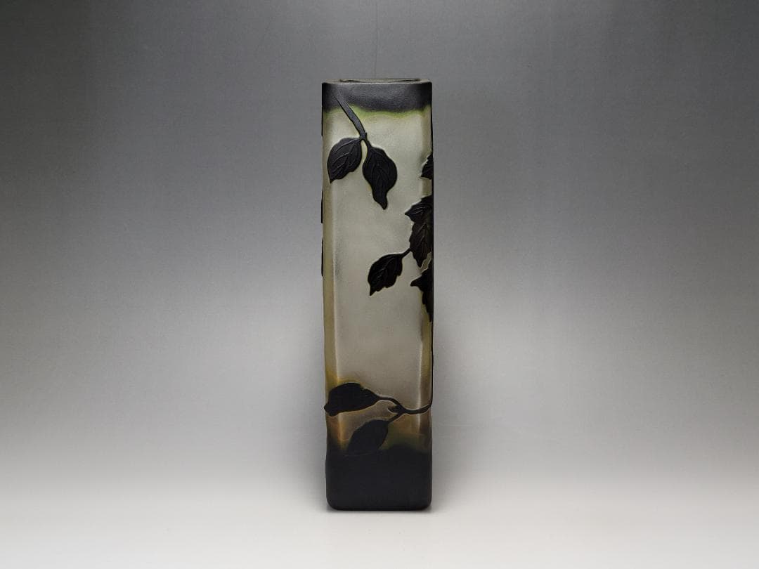 エミール・ガレ Emile Galle ガラス 藤文 花瓶 高さ約25.6cm