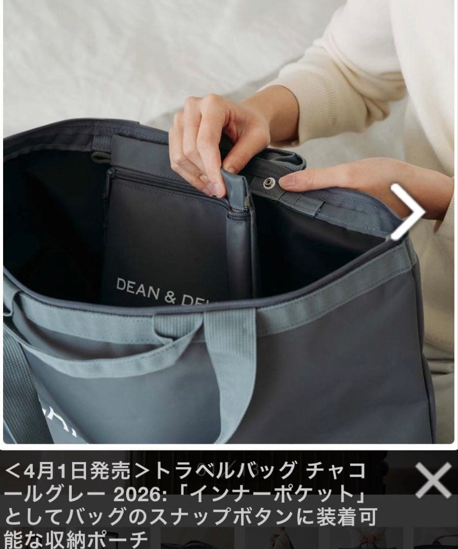 DEAN & DELUCA トラベルバッグ チャコールグレー 2026