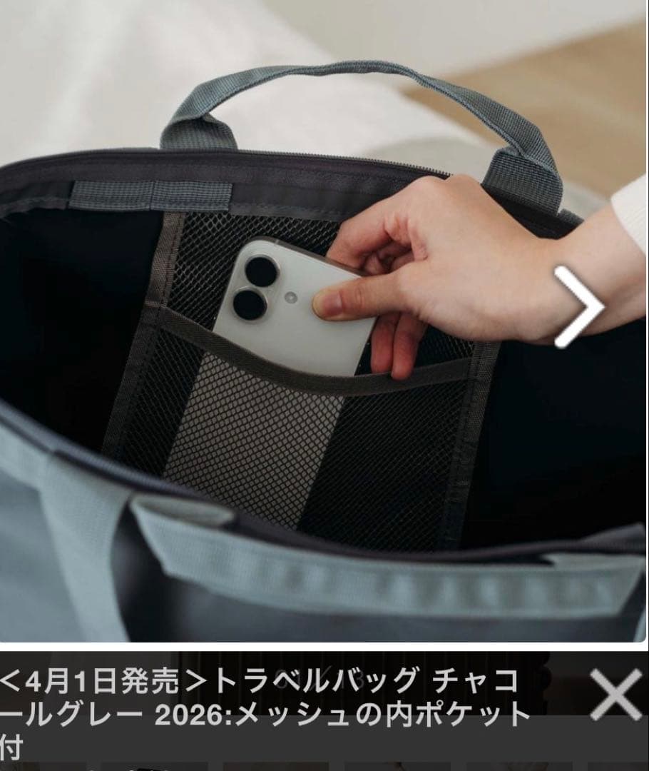 DEAN & DELUCA トラベルバッグ チャコールグレー 2026