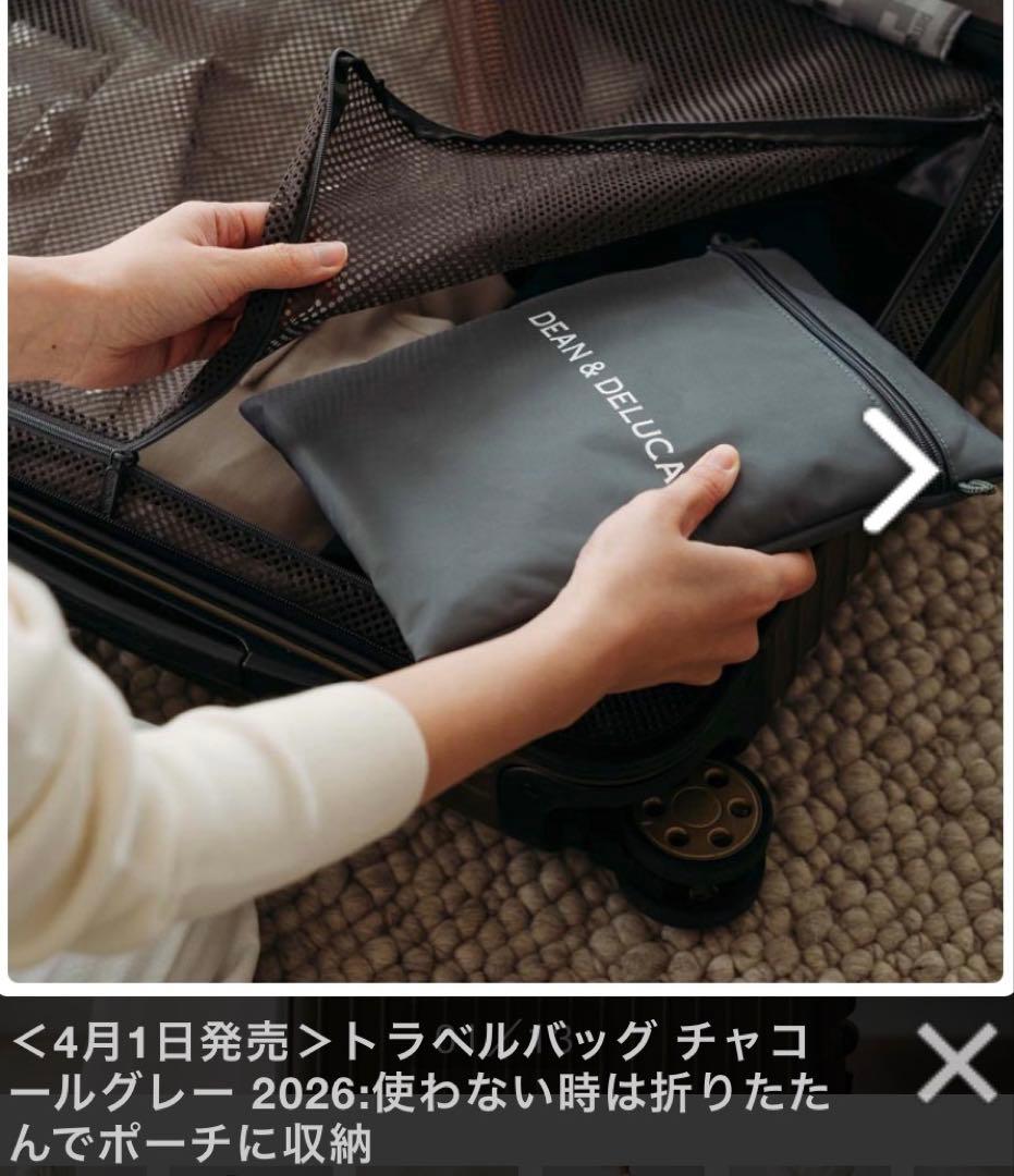 DEAN & DELUCA トラベルバッグ チャコールグレー 2026