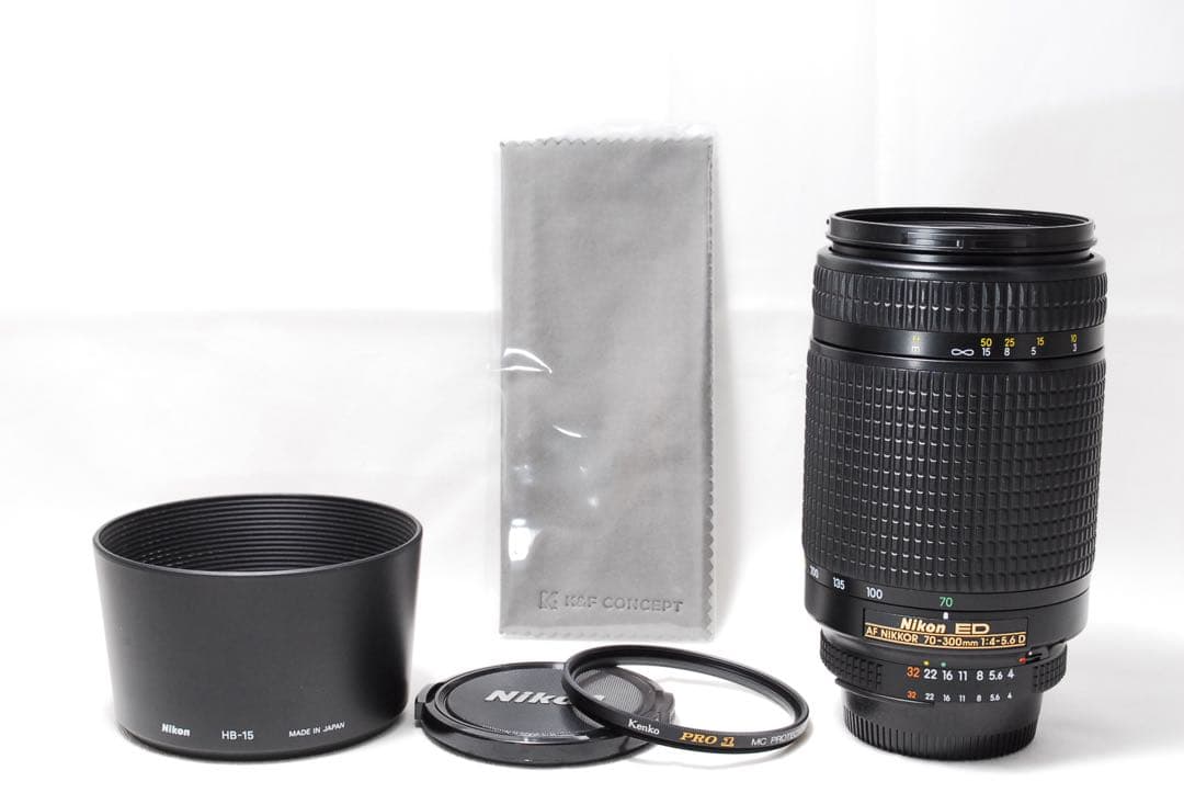 超望遠レンズ Nikon ED 70-300mm 望遠ズーム 美品 フード付