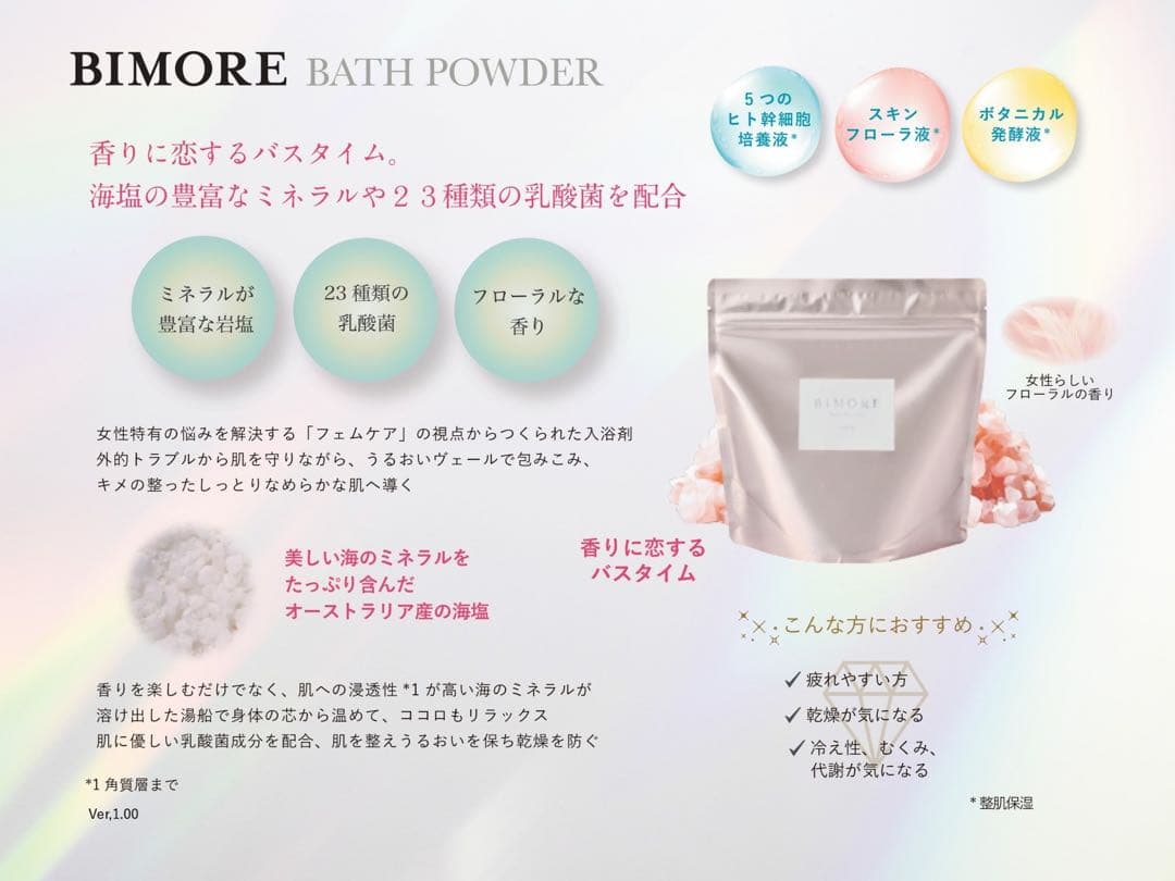 ミライズ BIMORE バスパウダー500gとwash120g