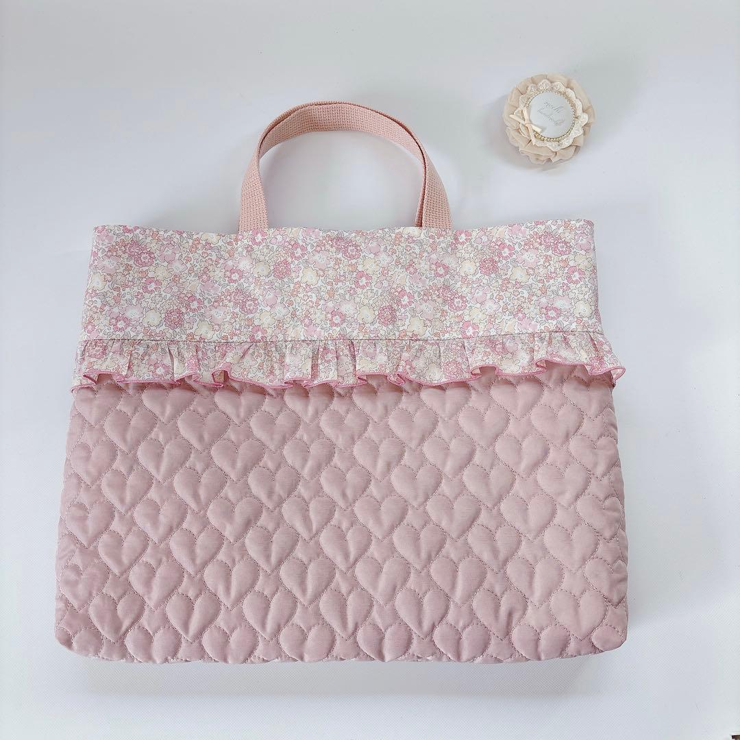 miumiu016様　レッスンバッグ　移動ポケット　ハート　リバティ　キルト