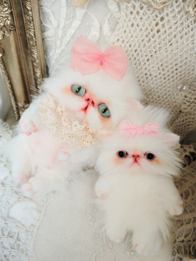 子猫のシュシュちゃんと♡ちっちゃなルーナちゃん♡アートドール♡ぬいぐるみ♡
