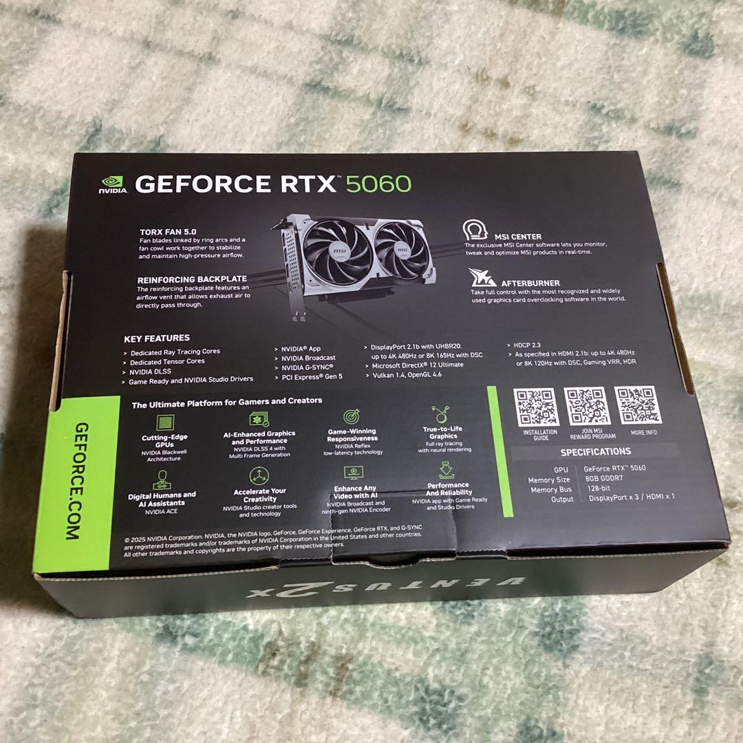 【2ヶ月半のみ使用】MSI GEFORCE RTX 5060 本体