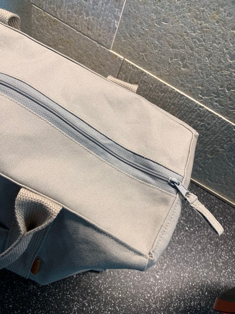 純白3つ仕切りトートバッグ　ハンドメイド　倉敷帆布　仕切り　unicoco