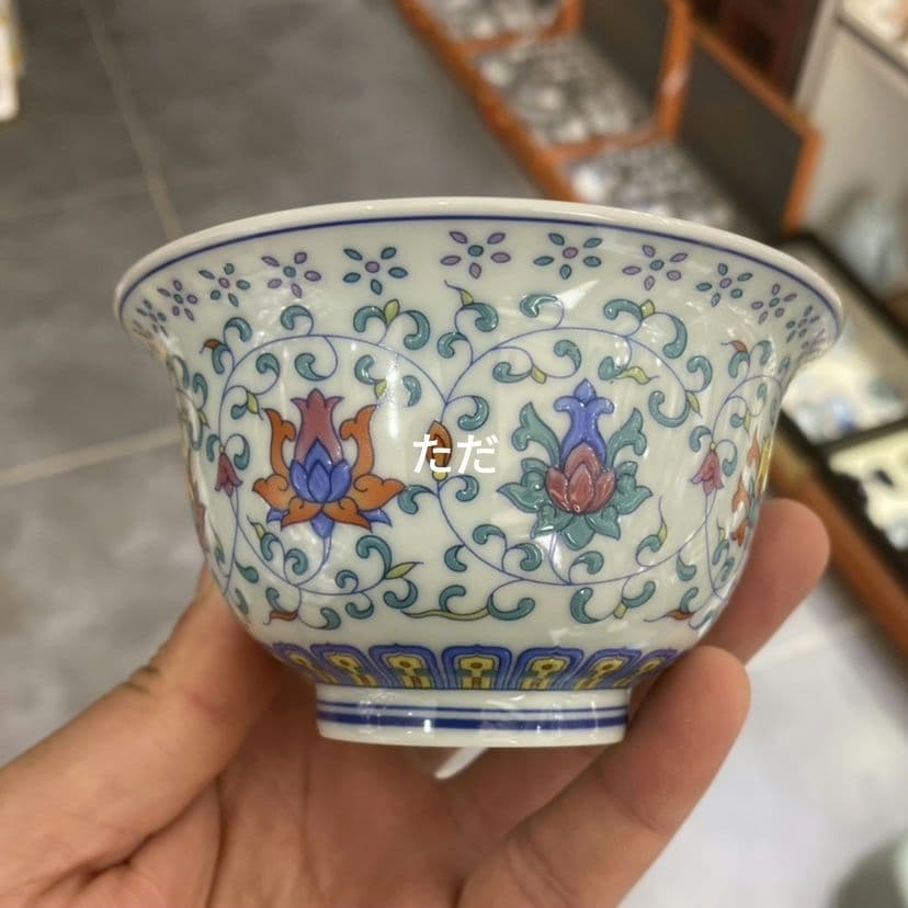 中国茶器 景徳鎮 陶磁器 宝相花三才蓋碗 茶器 茶道具 煎茶器 新品未使用