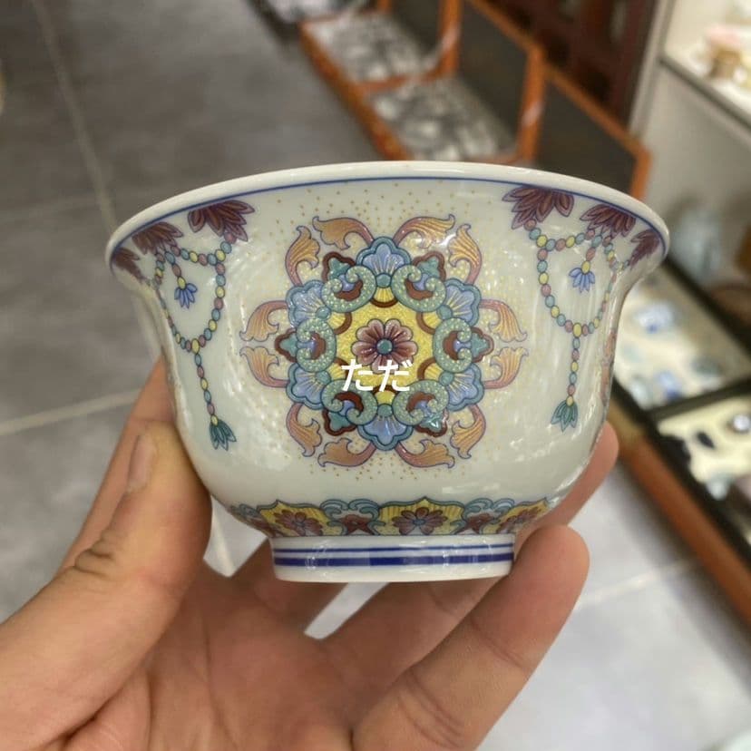 中国茶器 景徳鎮 陶磁器 宝相花三才蓋碗 茶器 茶道具 煎茶器 新品未使用