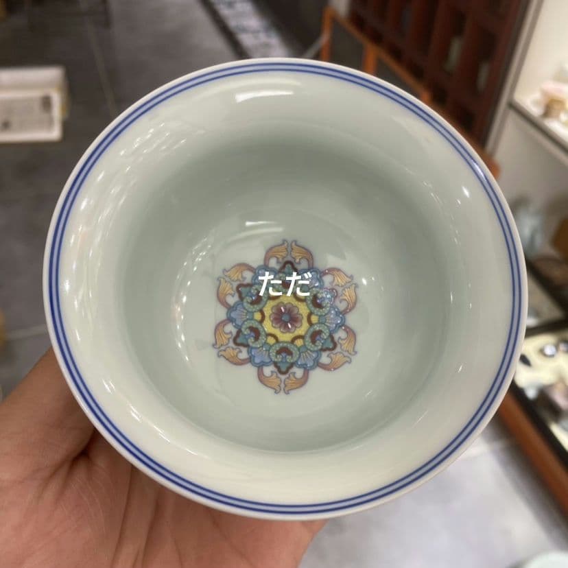 中国茶器 景徳鎮 陶磁器 宝相花三才蓋碗 茶器 茶道具 煎茶器 新品未使用