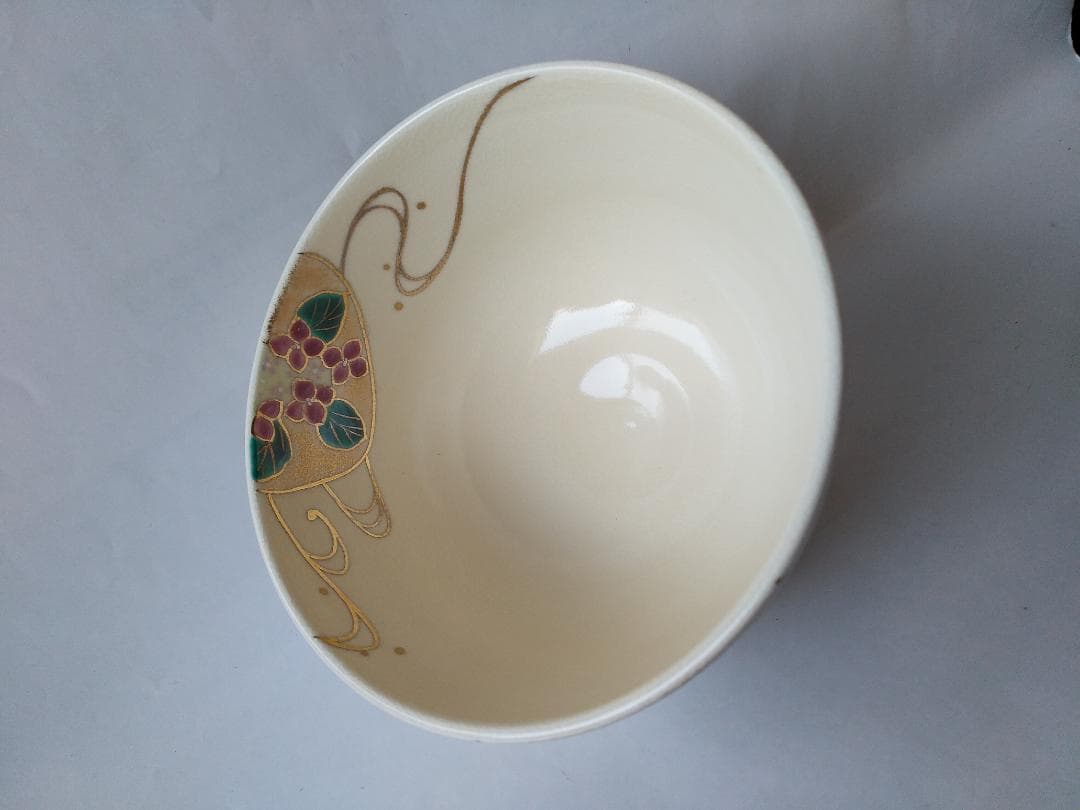 京焼 小手鞠窯 並川如耕 作 仁清 団扇 茶碗 共箱 栞 茶道具 抹茶碗 新品