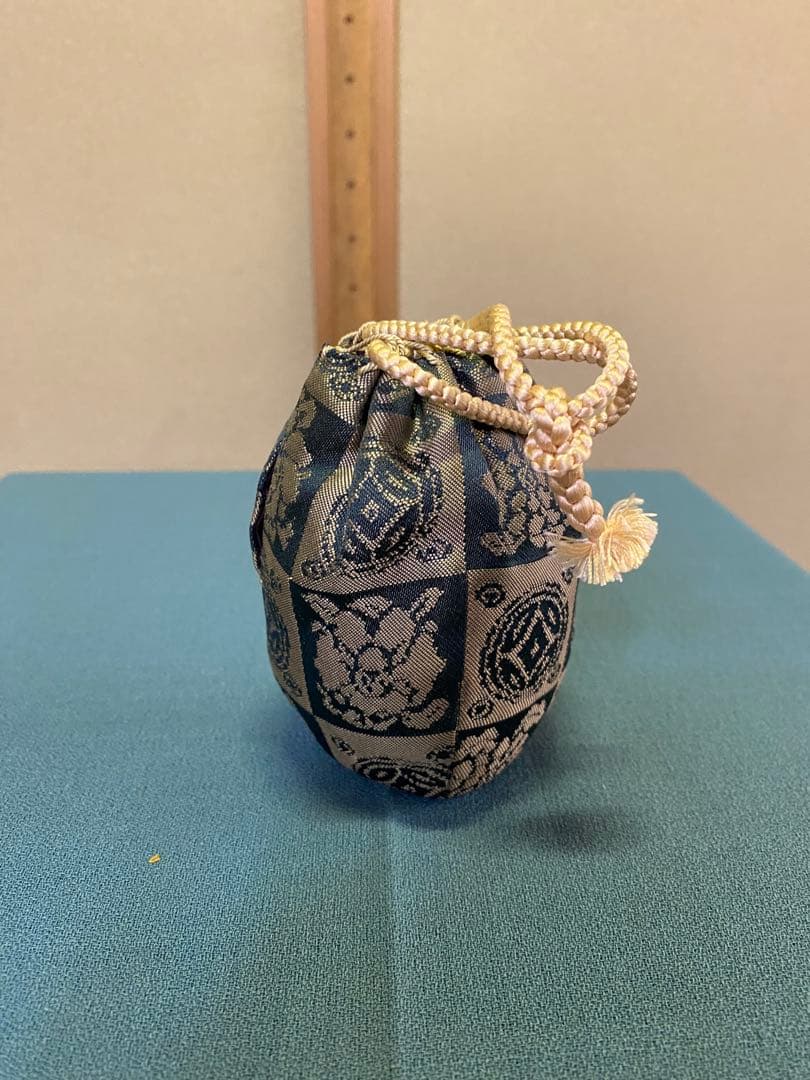 茶道具/茶入 古膳所写耳付茶入 陽炎園(岩崎新定) 西陣織 共箱