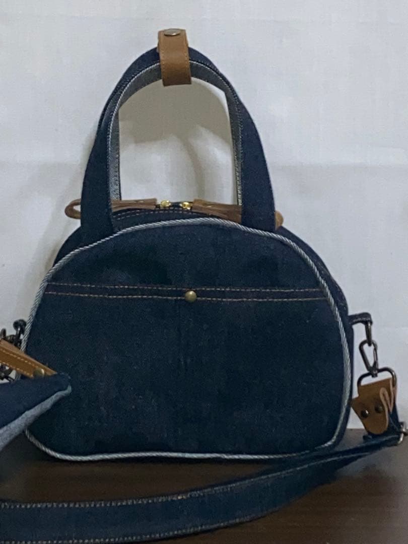 ハンドメイド☆岡山デニム☆扇型☆Sサイズ☆3wayボストンバッグ